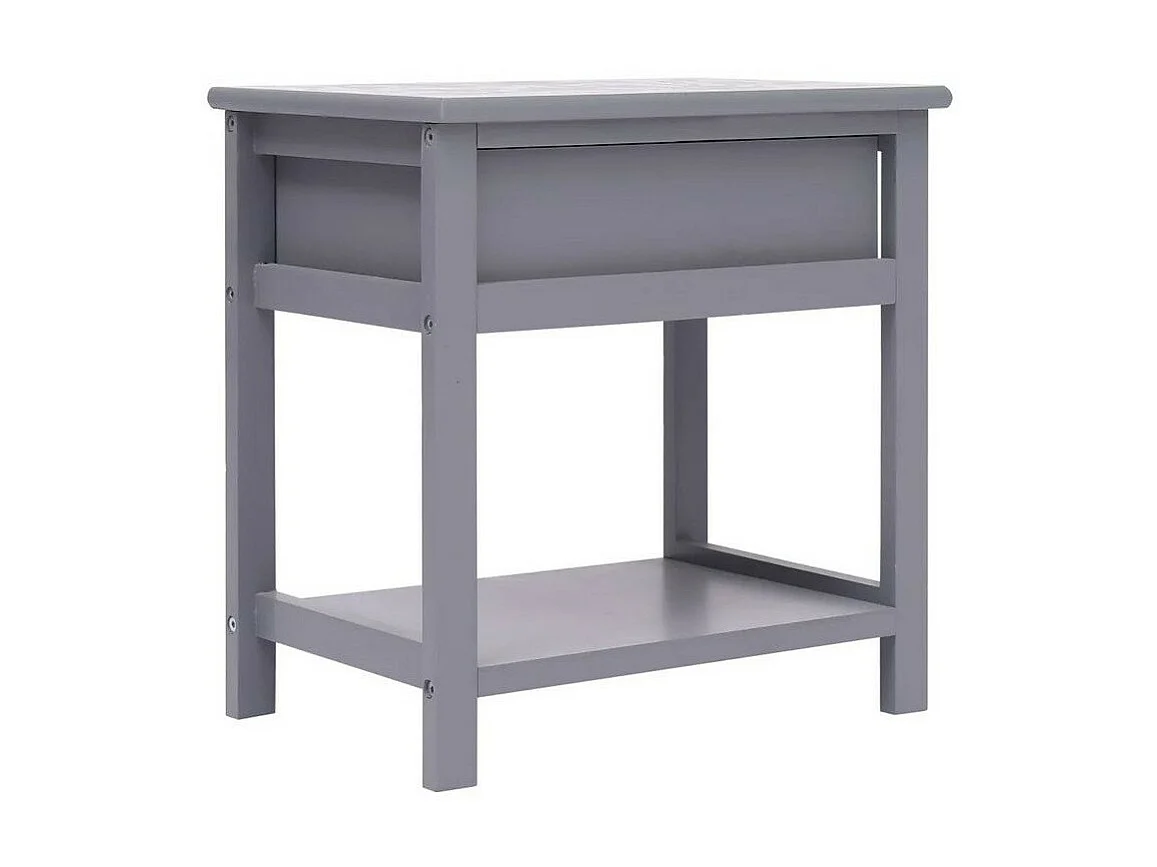 Table de chevet 1 tiroir paulownia massif gris Mounira