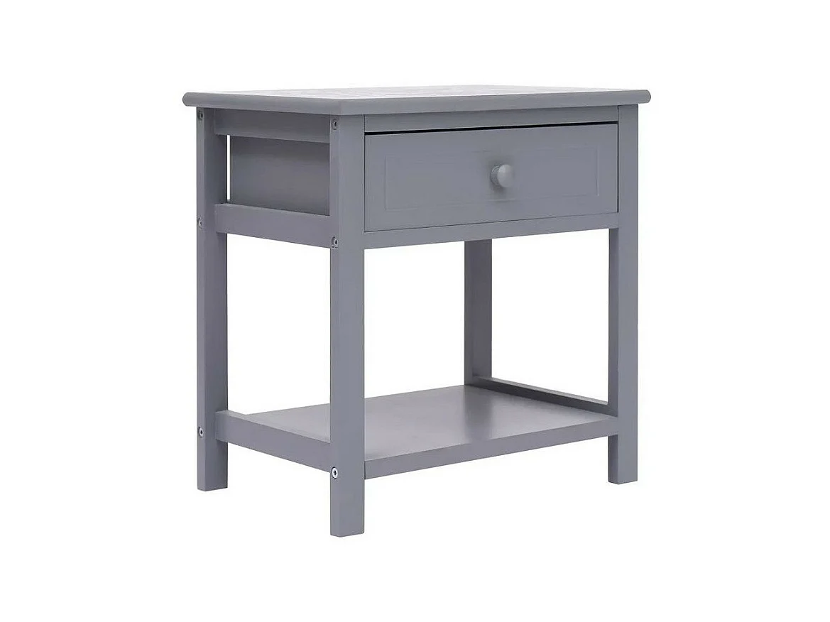 Table de chevet 1 tiroir paulownia massif gris Mounira