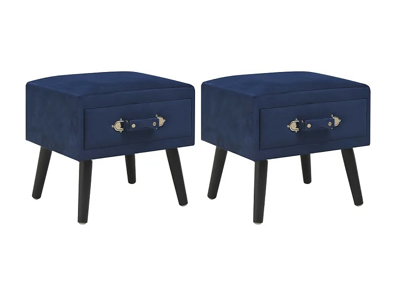 Tables de chevet 2 pcs Bleu 40x35x40 Velours