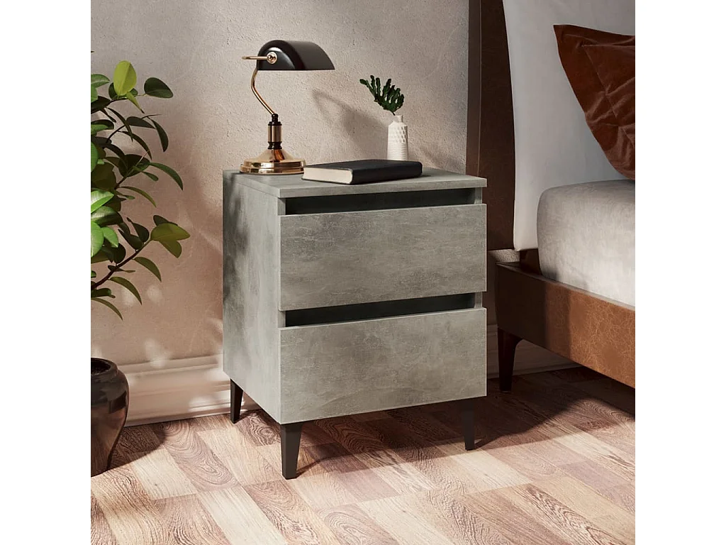 Table de chevet Gris béton 40x35x50 2 tiroirs Kuza
