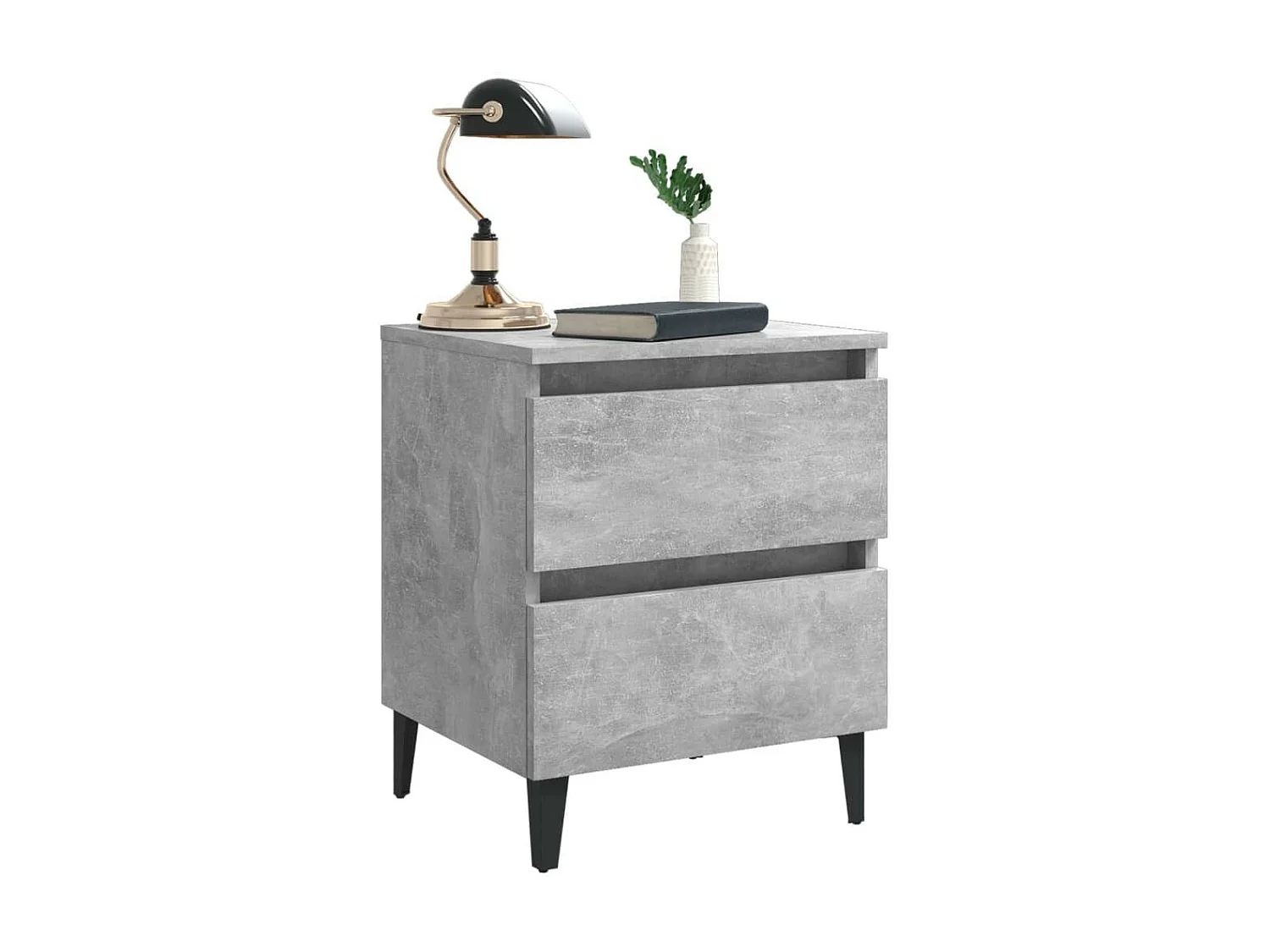 Table de chevet Gris béton 40x35x50 2 tiroirs Kuza