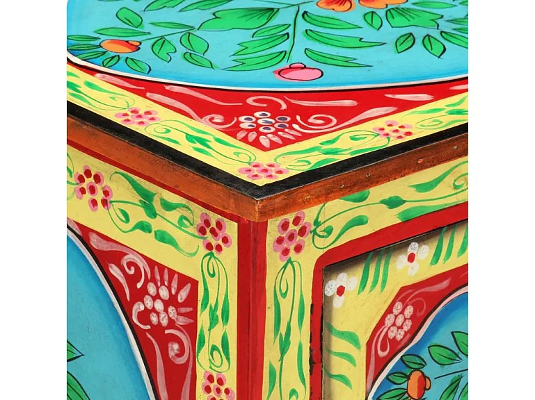 Table de chevet 2 tiroirs manguier massif vert Coloria