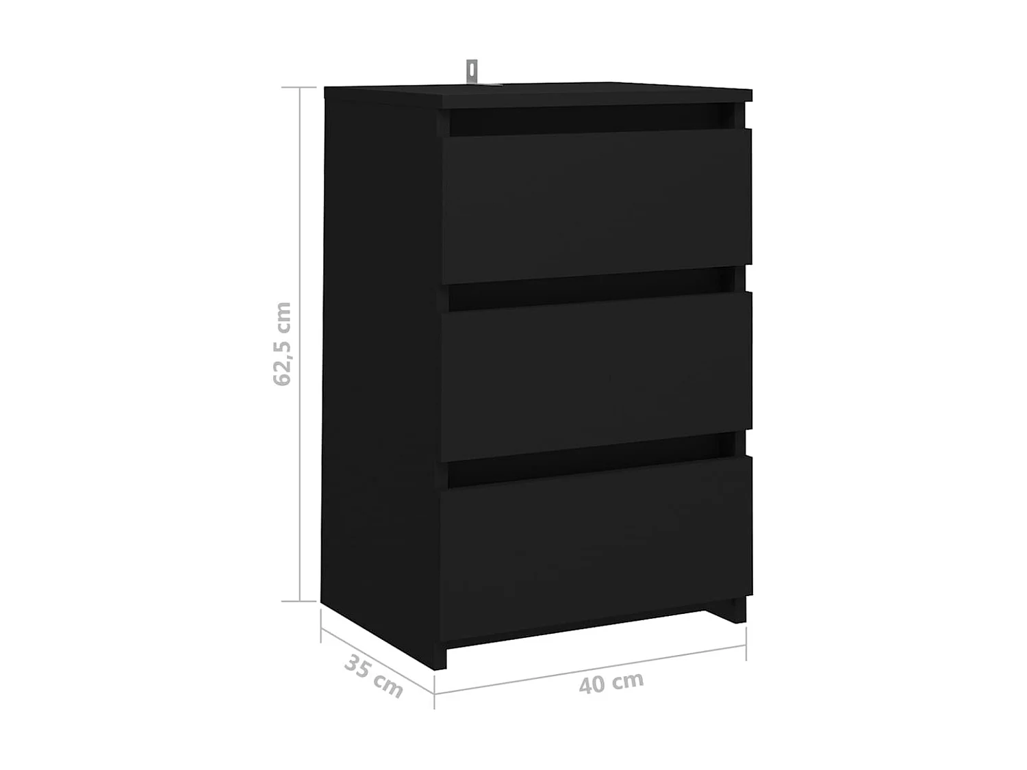 Table de chevet Noir 40x35x62,5