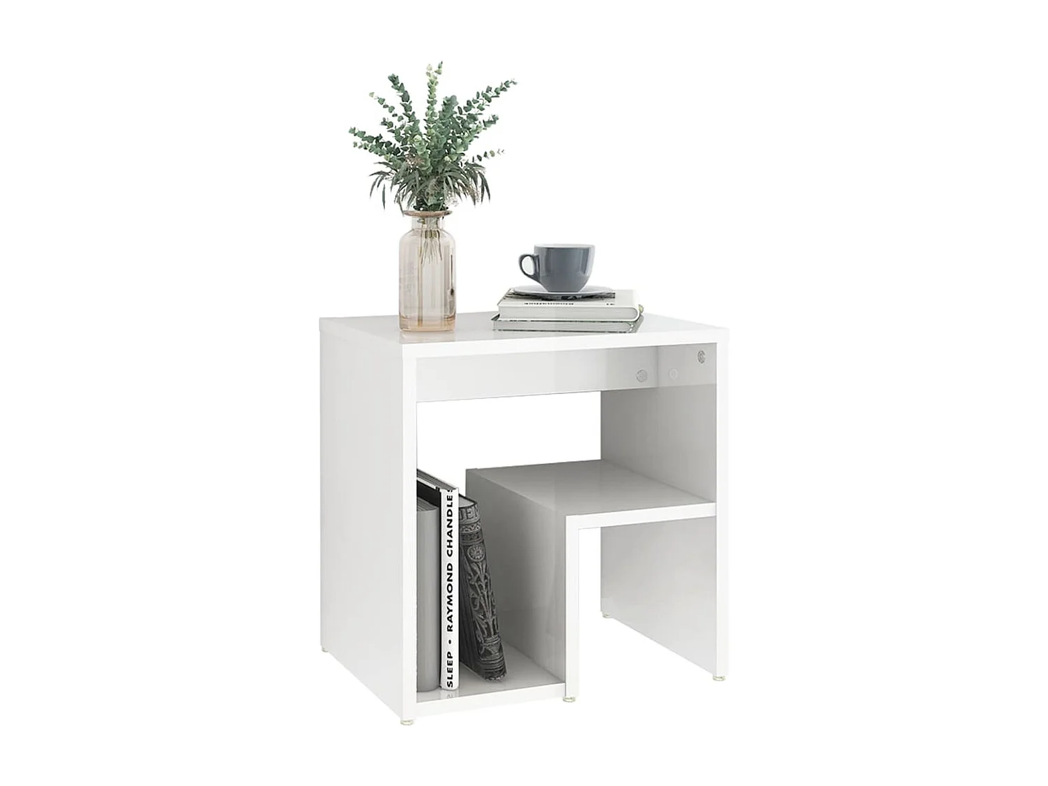 Table de chevet Blanc brillant 40x30x40