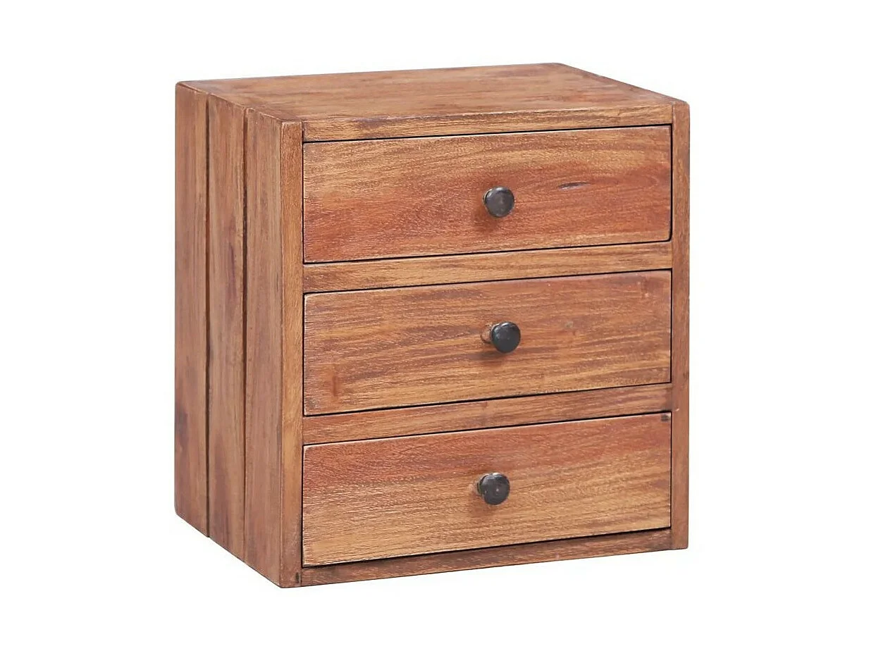 Table de chevet 3 tiroirs bois de récupération massif Potis