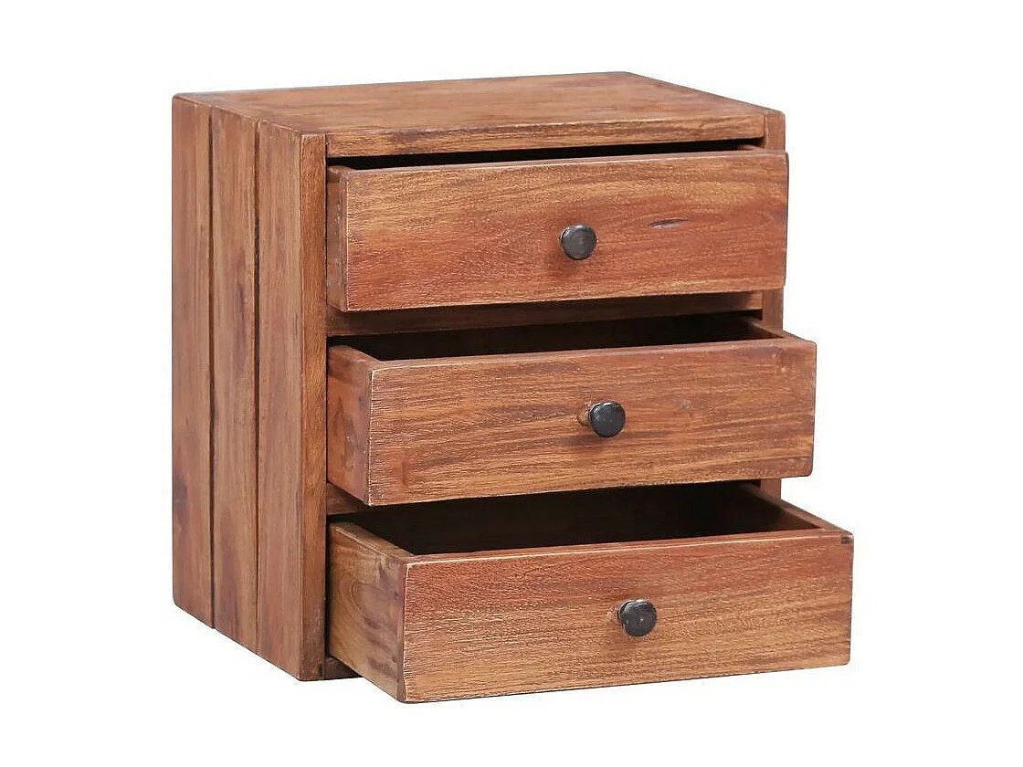 Table de chevet 3 tiroirs bois de récupération massif Potis