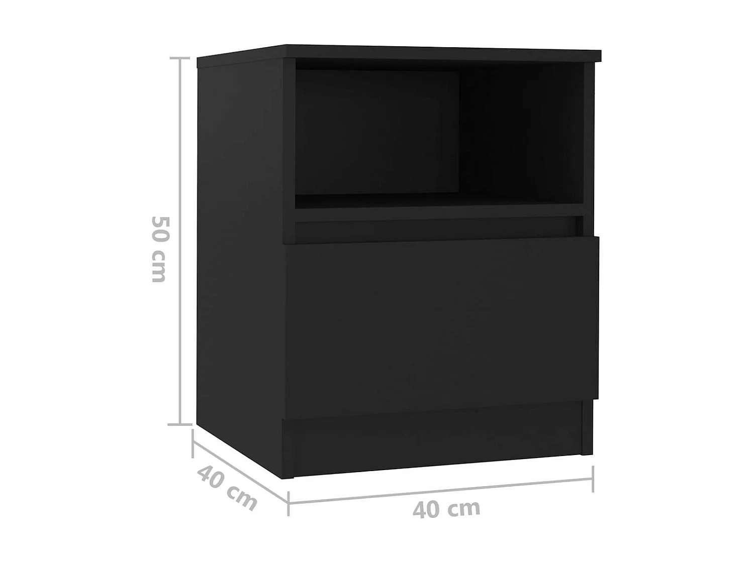 Tables de chevet 2 pcs Noir 40x40x50 2