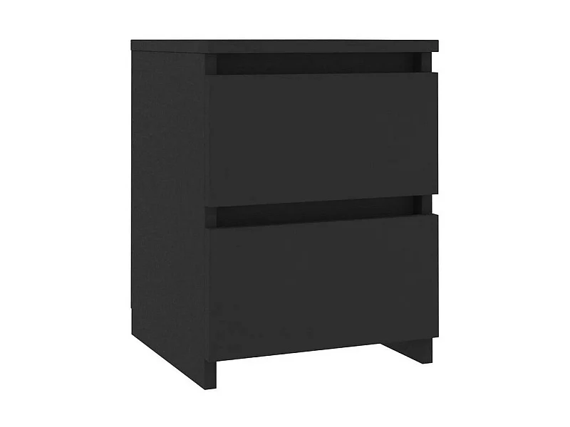 Table de chevet 2 tiroirs bois noir Ricio - Lot de 2
