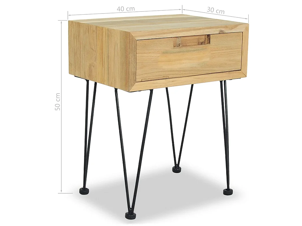 Tables de chevet 2 pcs 40x30x50 Teck massif