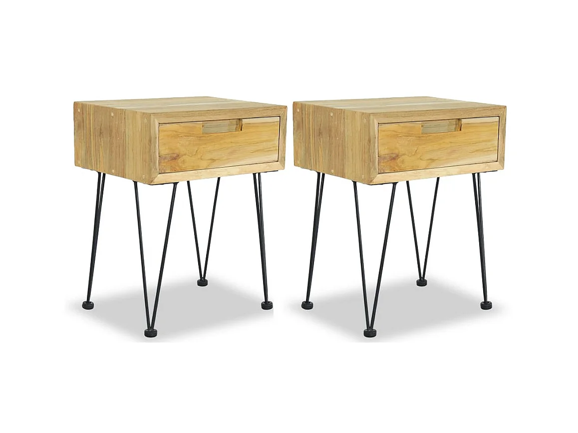 Tables de chevet 2 pcs 40x30x50 Teck massif
