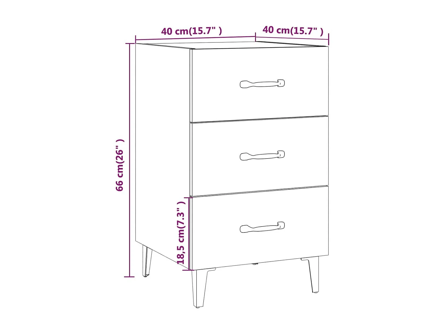 Table de chevet Gris béton 40x40x66 Bois d'ingénierie