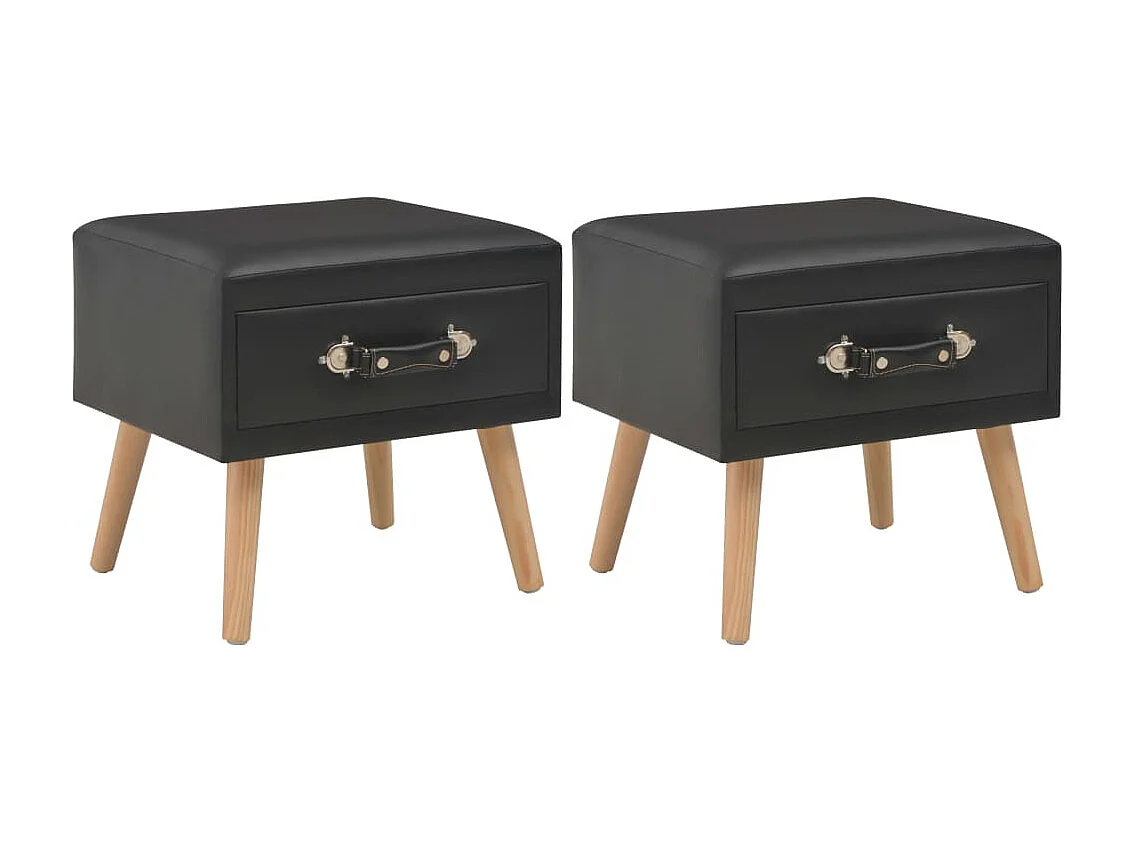 Tables de chevet 2 pcs Noir 40x35x40 Similicuir