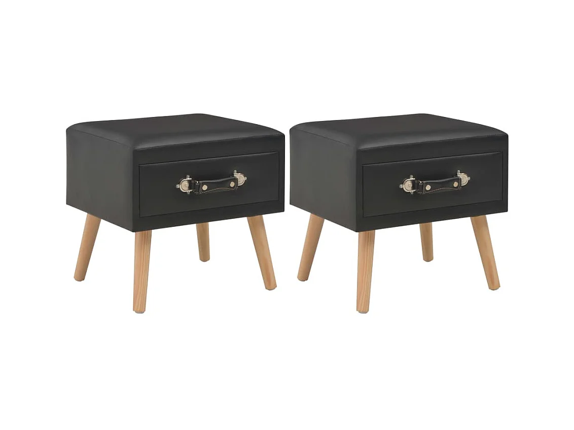Tables de chevet 2 pcs Noir 40x35x40 Similicuir