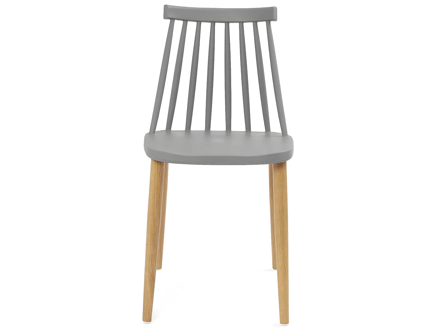 Lote de 2 sillas de cocina bistró café asiento de plástico con barrotes, patas de metal color madera BAO (gris)