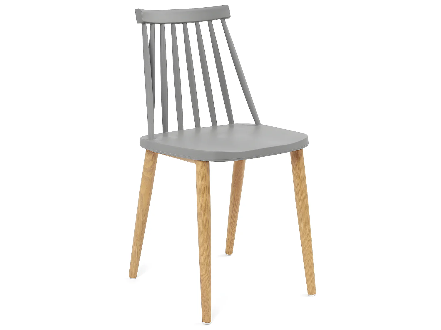 Lote de 2 sillas de cocina bistró café asiento de plástico con barrotes, patas de metal color madera BAO (gris)