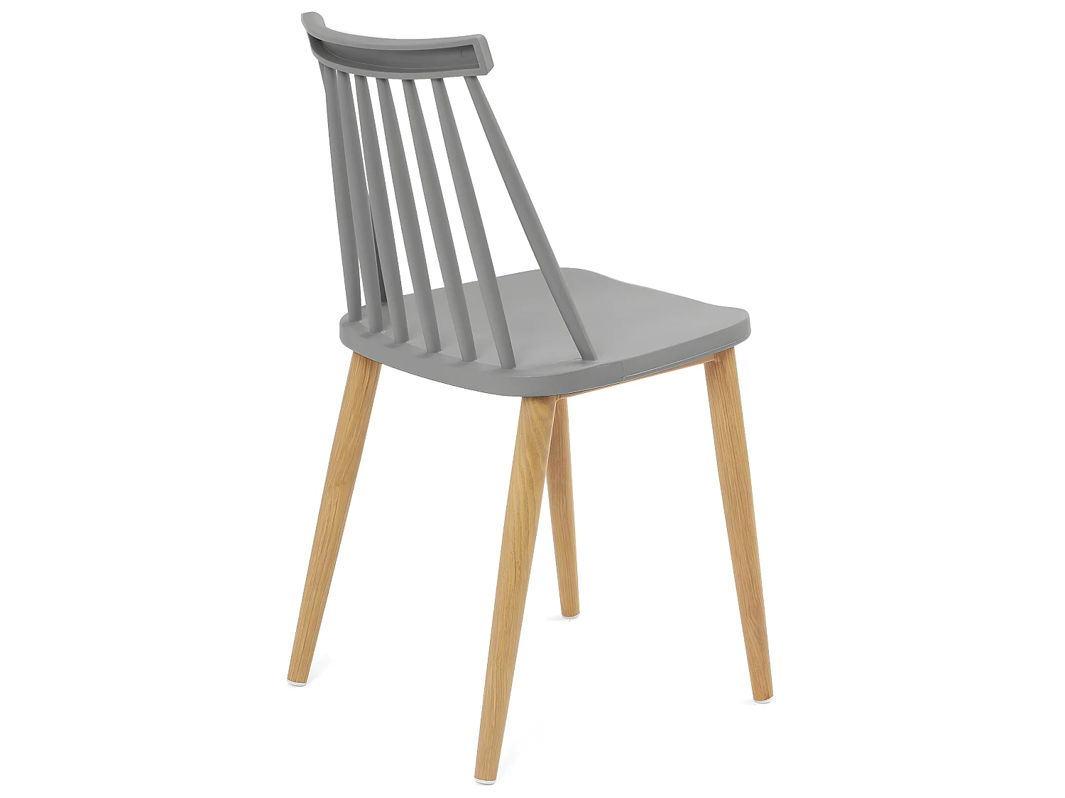 Lote de 2 sillas de cocina bistró café asiento de plástico con barrotes, patas de metal color madera BAO (gris)