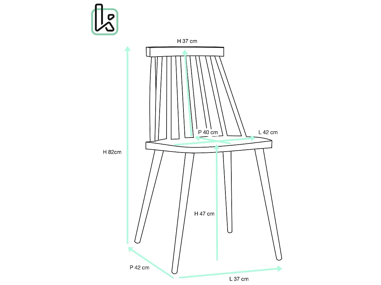 Lot 2 chaises de cuisine bistrot café siège plastique à barreaux pieds métal ton bois BAO (gris)