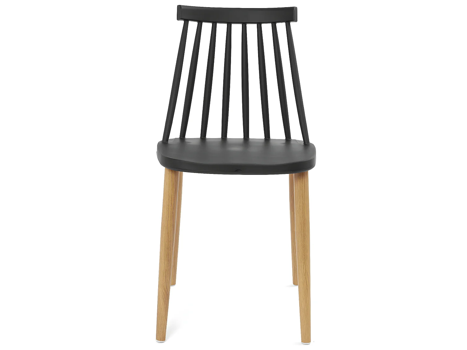 Lote de 2 sillas de cocina bistró café asiento de plástico con barrotes, patas de metal color madera BAO (negro)