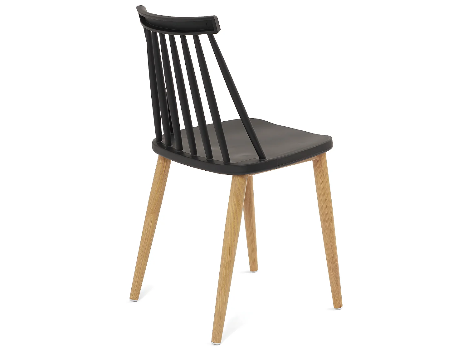 Lote de 2 sillas de cocina bistró café asiento de plástico con barrotes, patas de metal color madera BAO (negro)