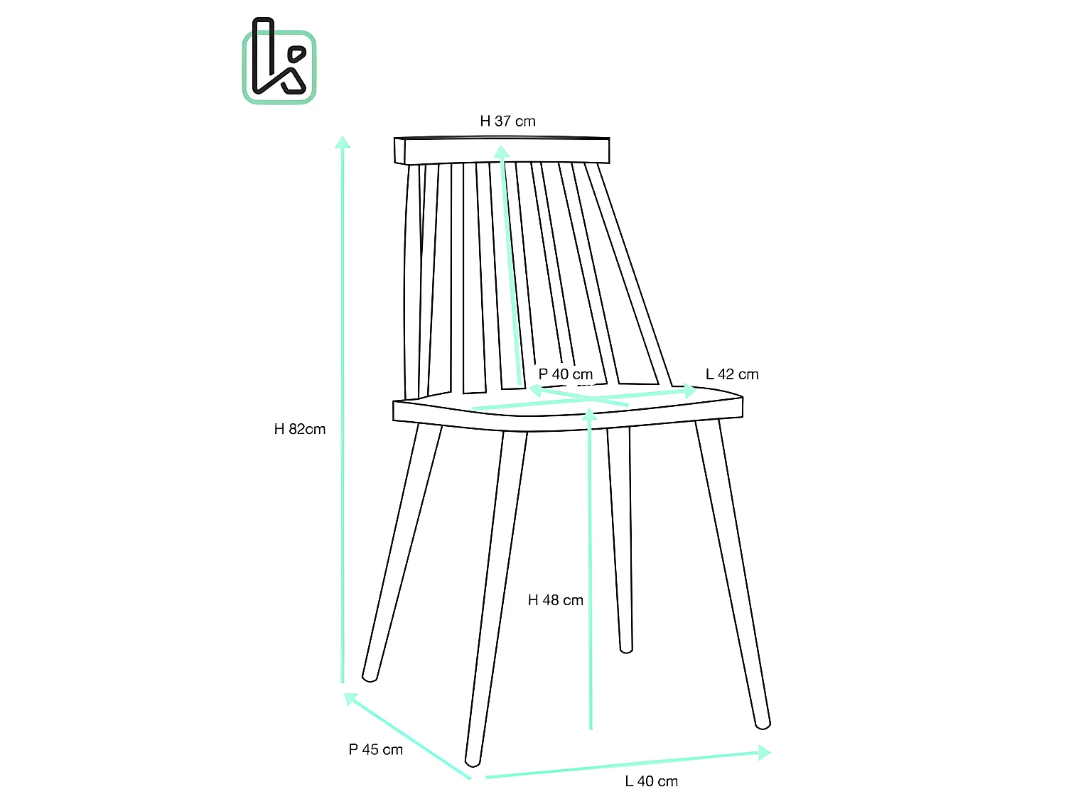 Lot 2 chaises de cuisine bistrot café siège plastique à barreaux pieds métal ton bois BAO (noir)