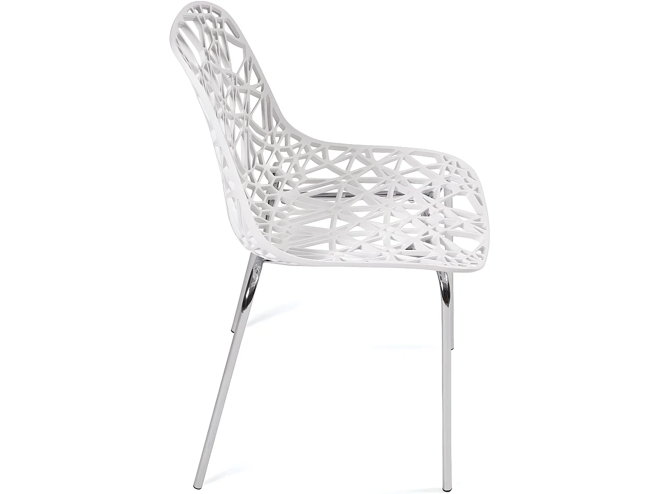 Lot 4 chaises de cuisine design moderne siège effet dentelle nid d'abeille pieds chrome IKO (Blanc)