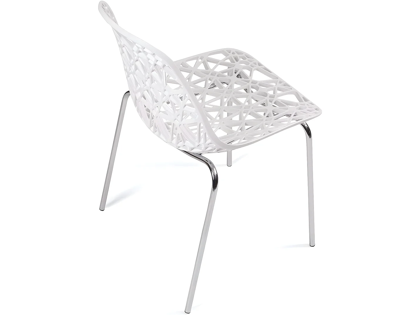 Lot 4 chaises de cuisine design moderne siège effet dentelle nid d'abeille pieds chrome IKO (Blanc)