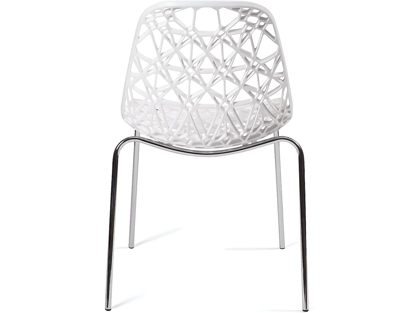 Lot 4 chaises de cuisine design moderne siège effet dentelle nid d'abeille pieds chrome IKO (Blanc)