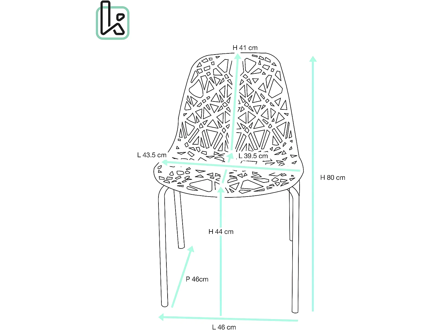 Lot 4 chaises de cuisine design moderne siège effet dentelle nid d'abeille pieds chrome IKO (Blanc)
