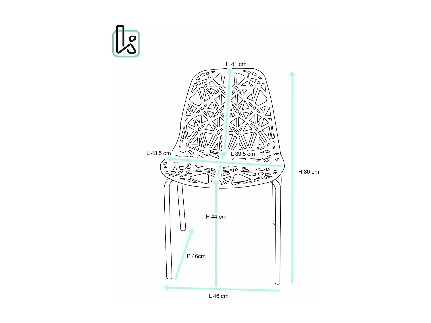 KAYELLES Lote de 4 sillas de cocina diseño IKO (gris)