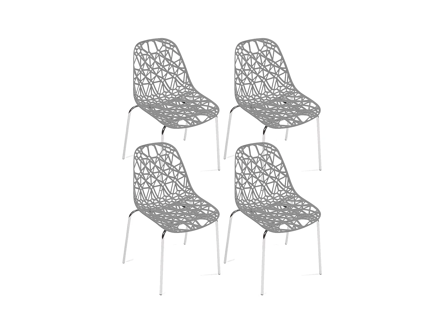 Lot 4 chaises de cuisine design moderne siège effet dentelle nid d'abeille pieds chrome IKO (Gris)