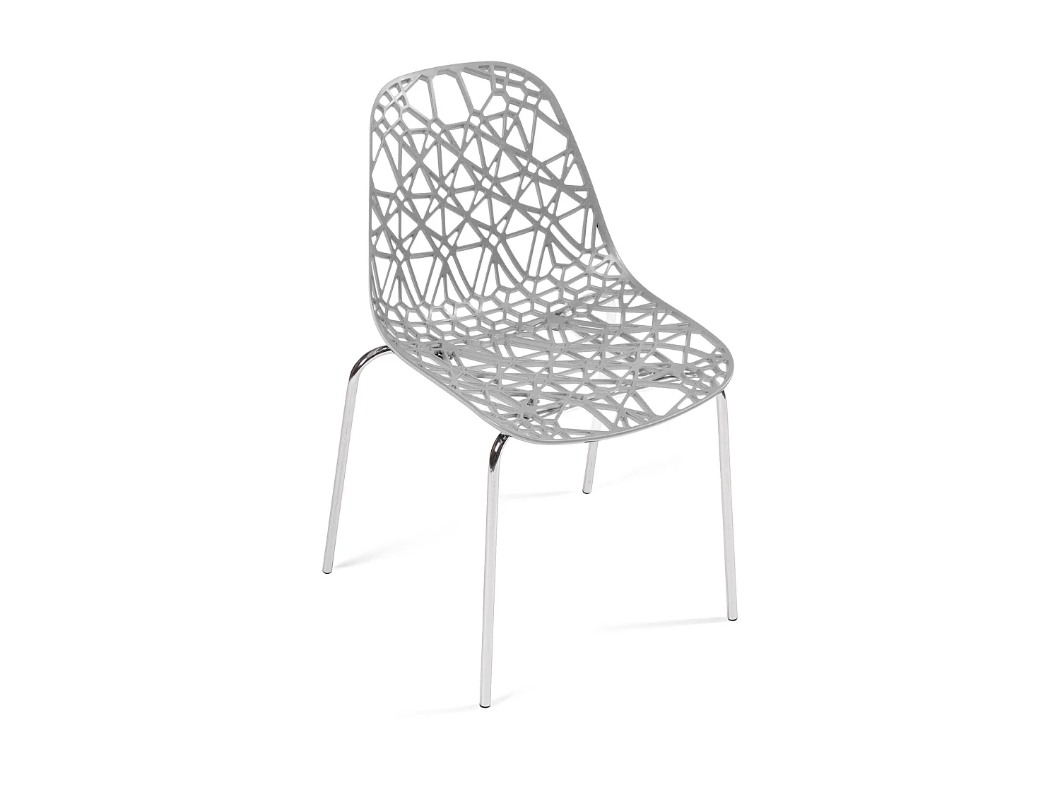 Lot 4 chaises de cuisine design moderne siège effet dentelle nid d'abeille pieds chrome IKO (Gris)