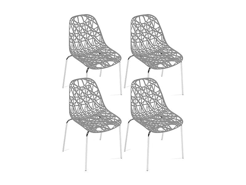 Set van 4 moderne design keukenstoelen zitting honingraat effect chromen poten IKO (Grijs)