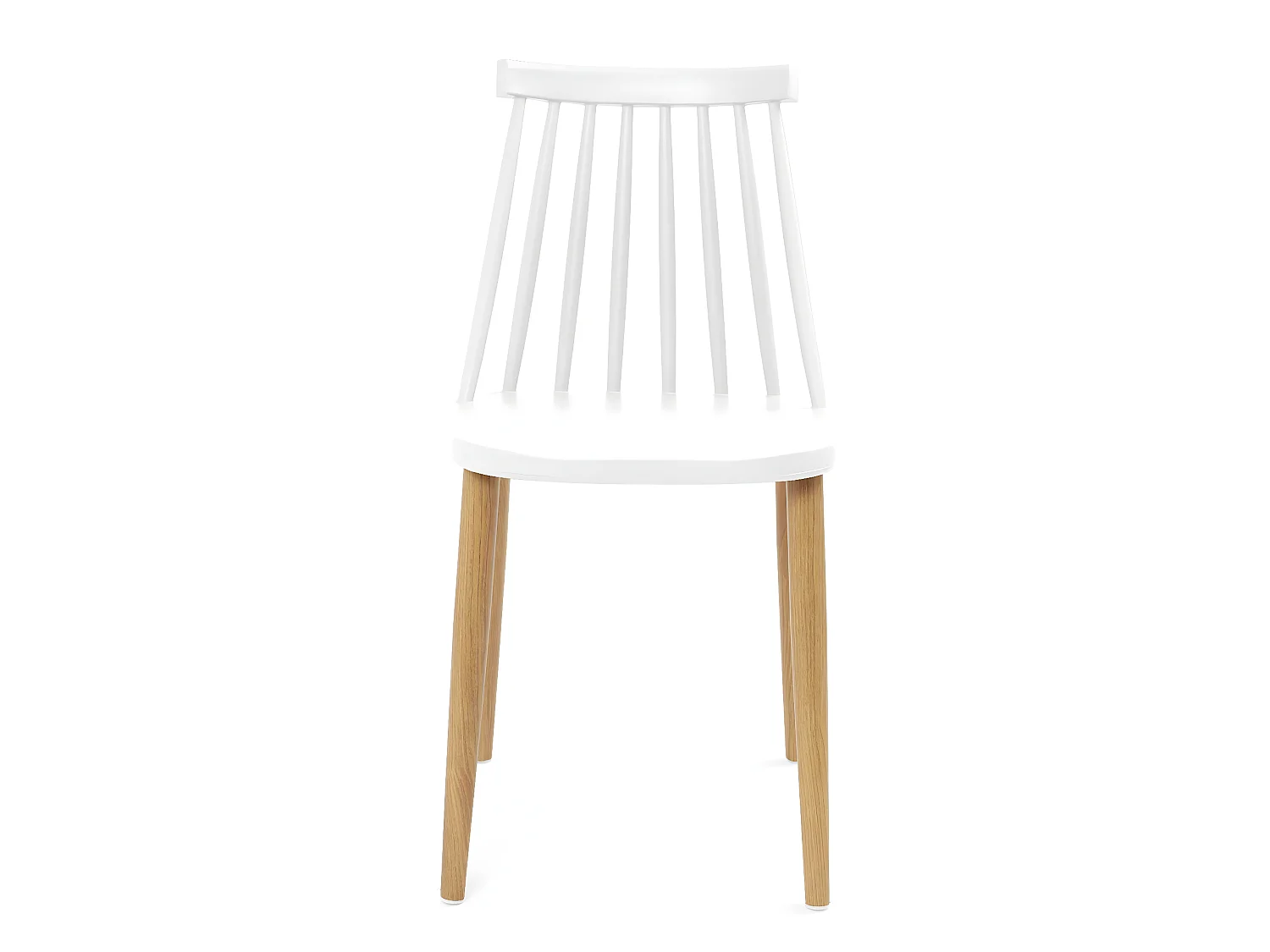 Lot 2 chaises de cuisine bistrot café siège plastique à barreaux pieds métal ton bois BAO (blanc)