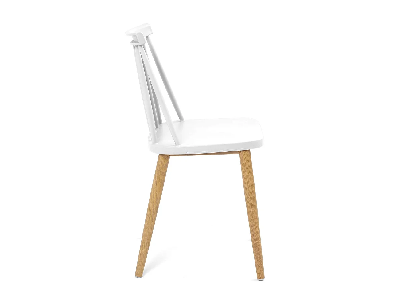 Lot 2 chaises de cuisine bistrot café siège plastique à barreaux pieds métal ton bois BAO (blanc)