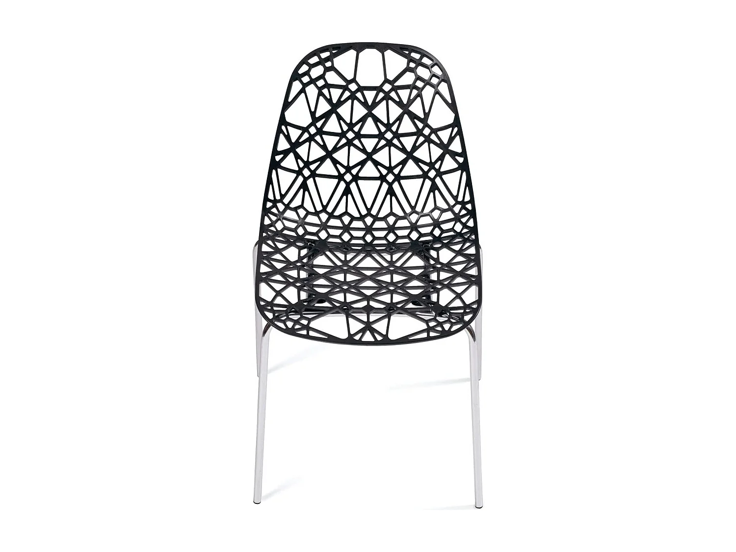 Lot 4 chaises de cuisine design moderne siège effet dentelle nid d'abeille pieds chrome IKO (Noir)