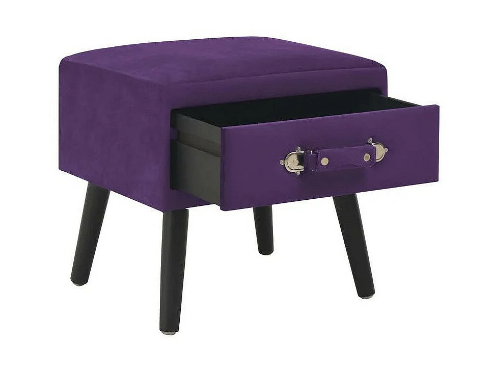 Table de chevet velours violet et pieds pin massif Twilly