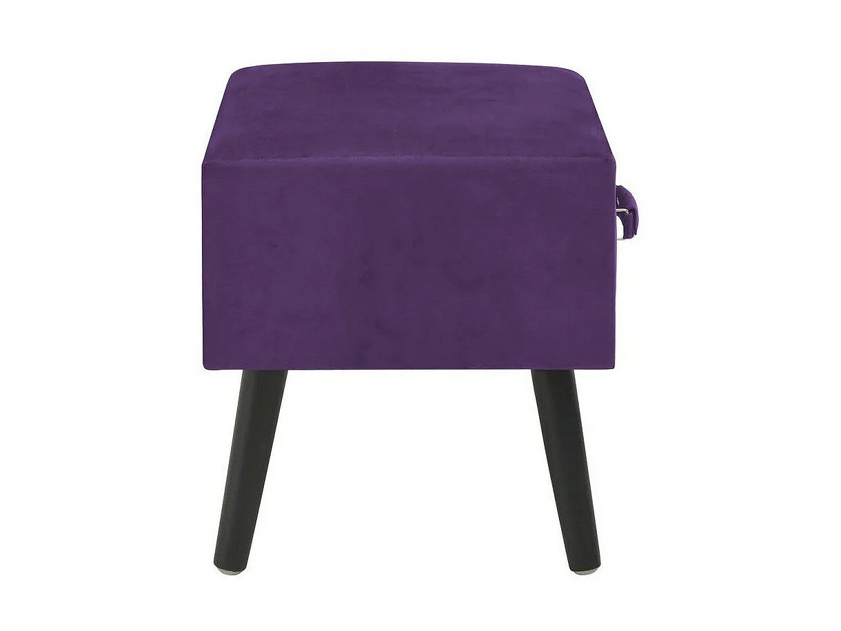 Table de chevet velours violet et pieds pin massif Twilly