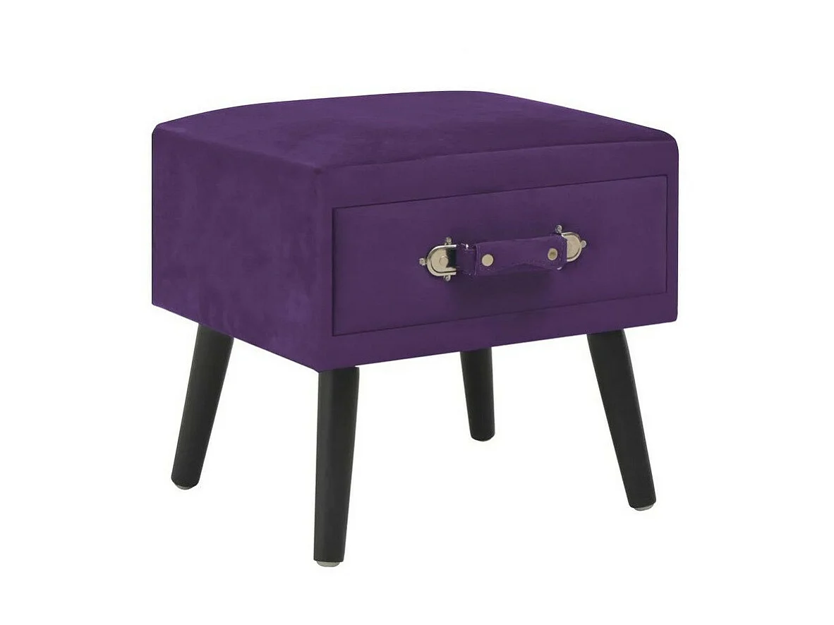 Table de chevet velours violet et pieds pin massif Twilly