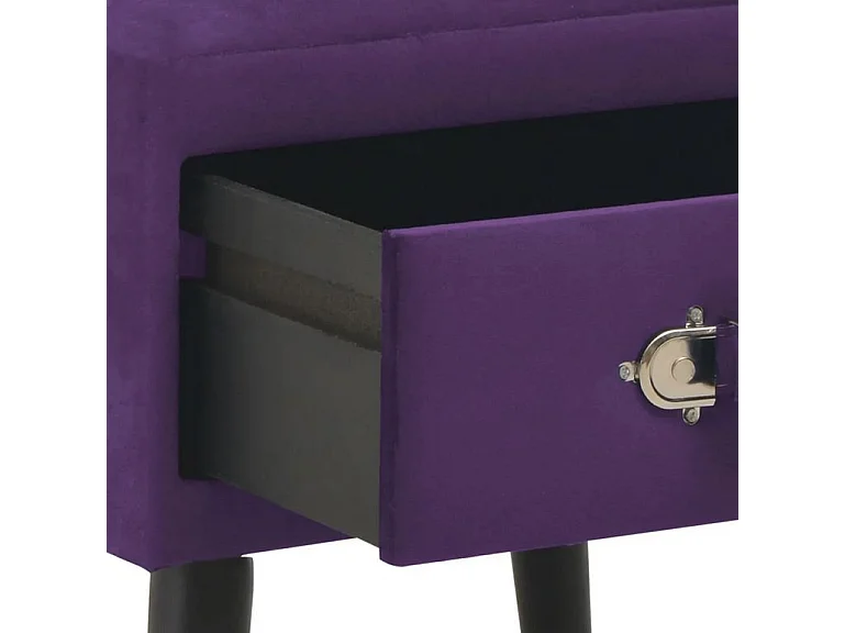 Table de chevet velours violet et pieds pin massif Twilly