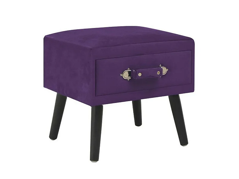 Table de chevet velours violet et pieds pin massif Twilly