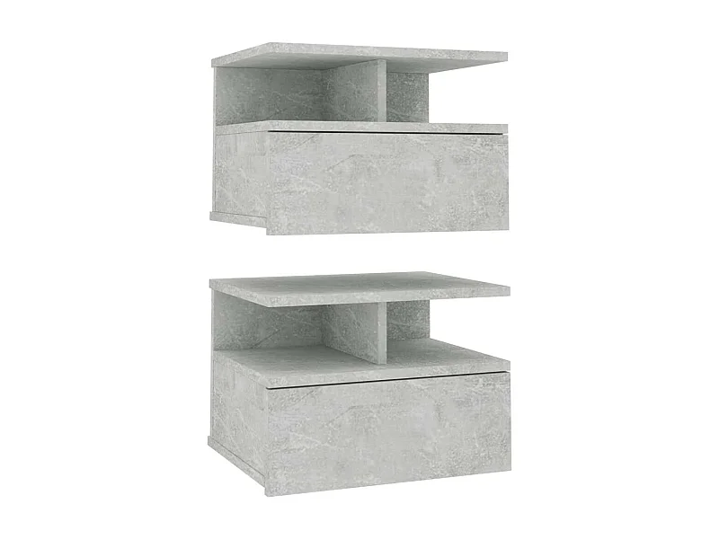 Tables de chevet suspendues 2 pcs Gris béton 40x31x27