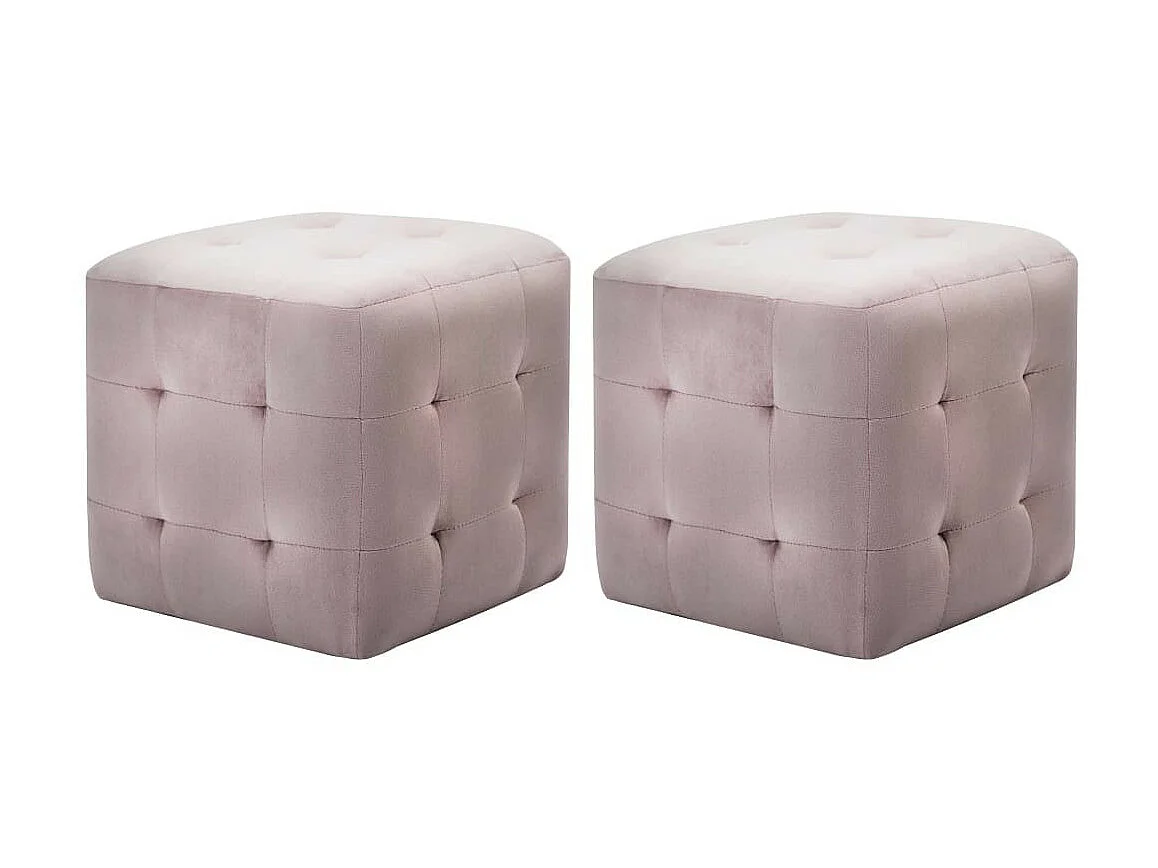 2 pcs Tables de chevet Rose 30x30x30 Tissu velours