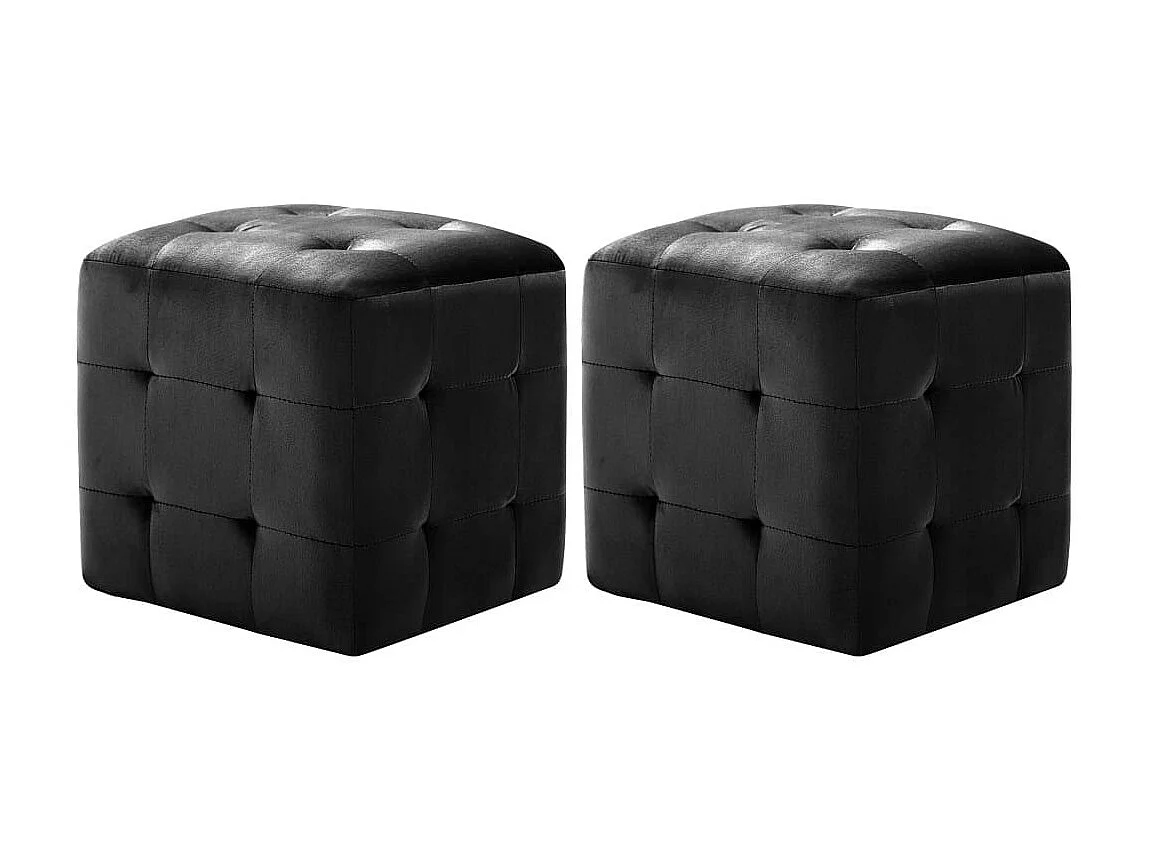 2 pcs Tables de chevet Noir 30x30x30 Tissu velours