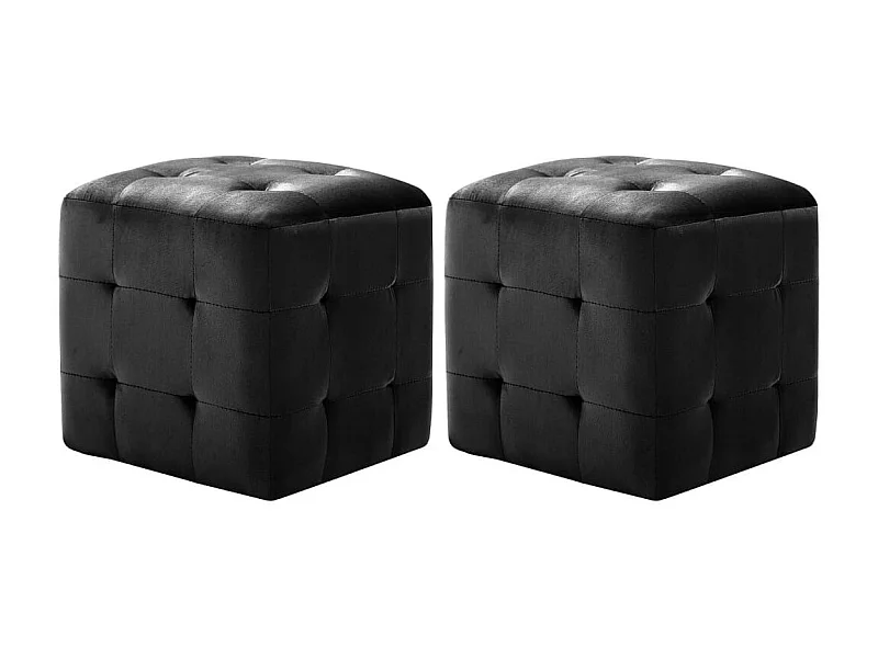 2 pcs Tables de chevet Noir 30x30x30 Tissu velours
