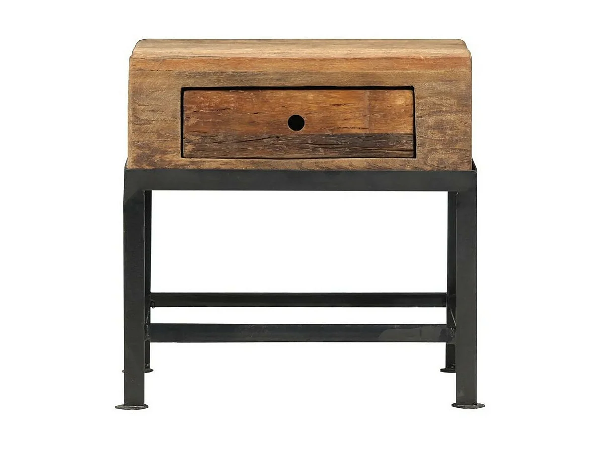Table de chevet 1 tiroir bois de récupération et métal Likav