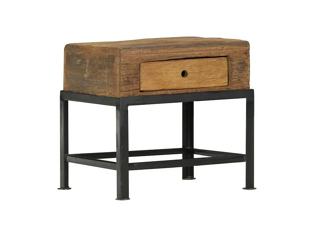 Table de chevet 1 tiroir bois de récupération et métal Likav