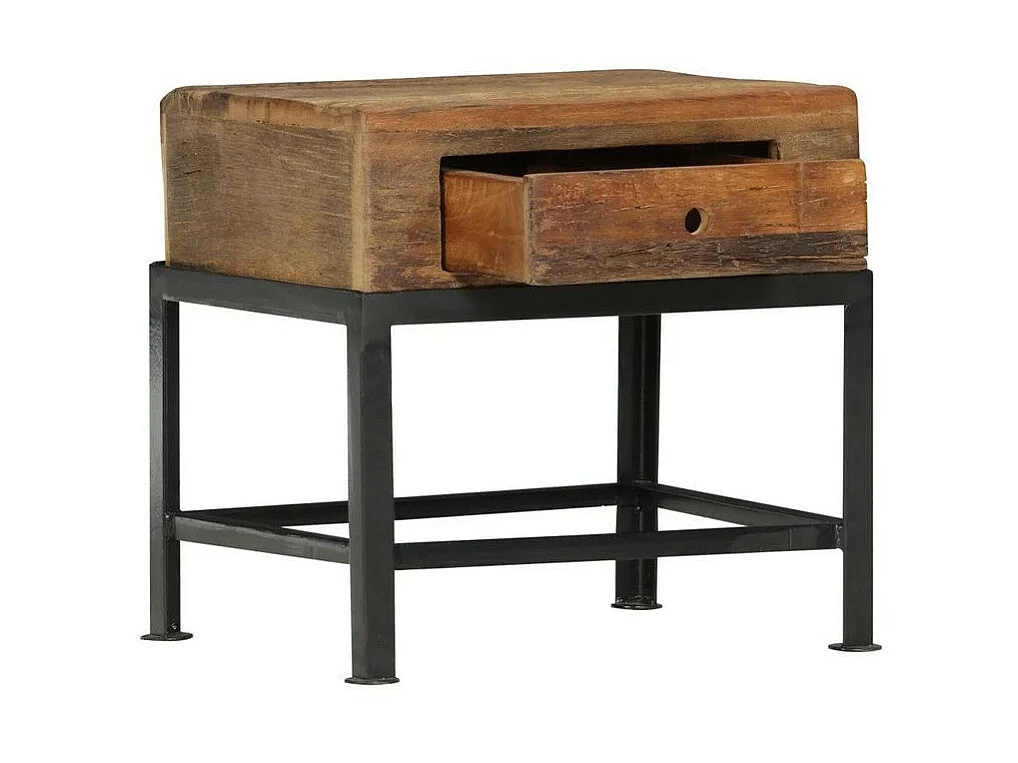 Table de chevet 1 tiroir bois de récupération et métal Likav