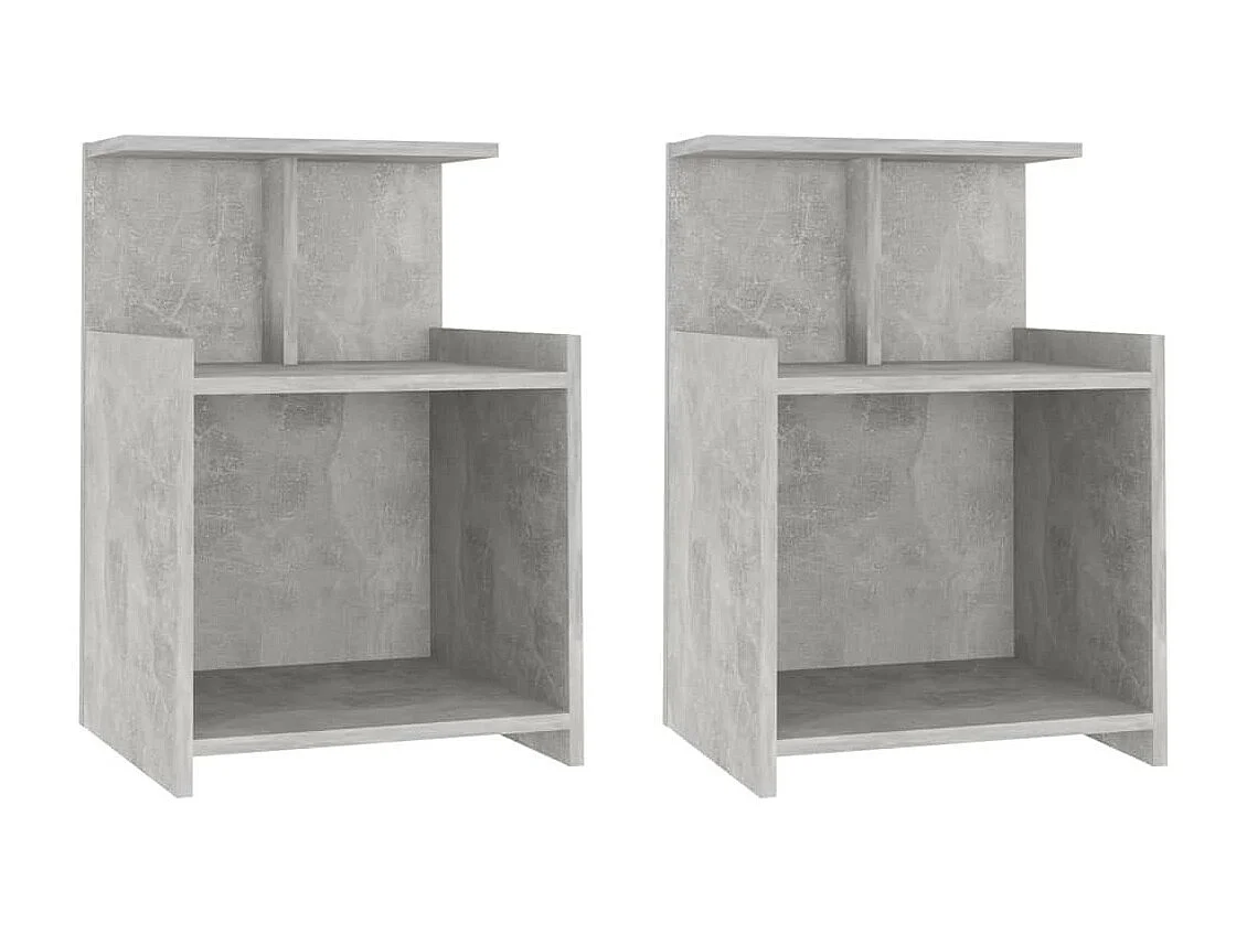 Tables de chevet 2 pcs Gris béton 40x35x60