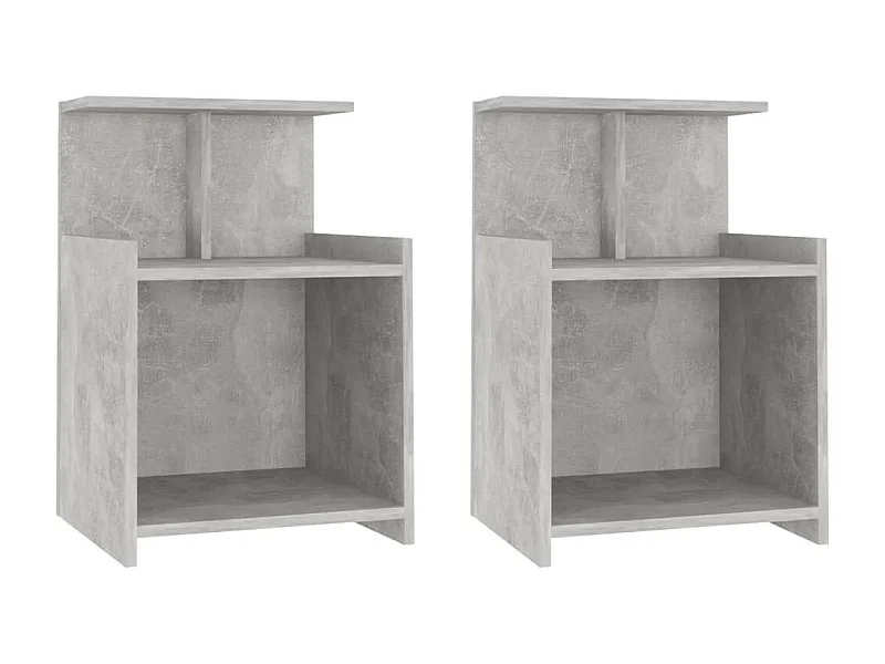 Tables de chevet 2 pcs Gris béton 40x35x60