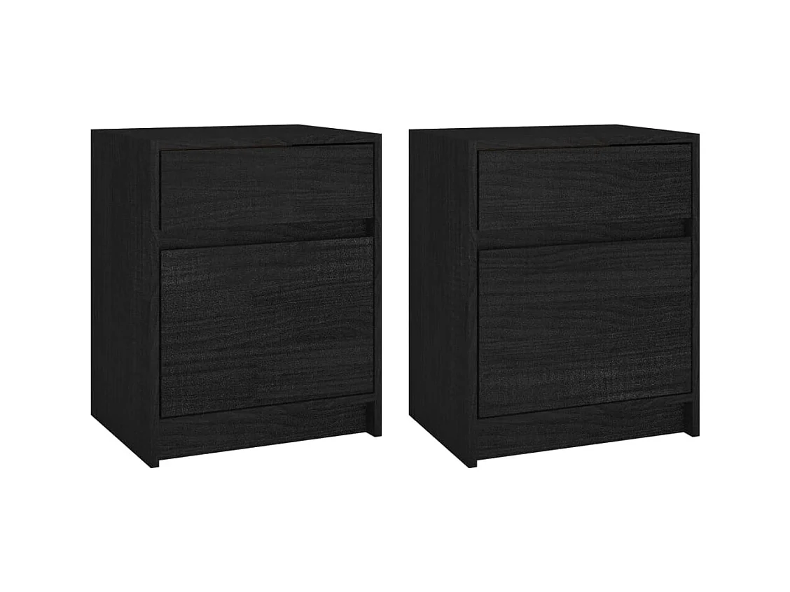 Tables de chevet 2 pcs Noir 40x31x50 Bois de pin massif